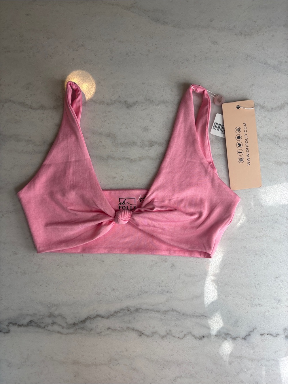 OH POLLY Pink Knot Bikini Top and Tie-Side Bottoms Set SMALL NEW - Picture 3 of 4